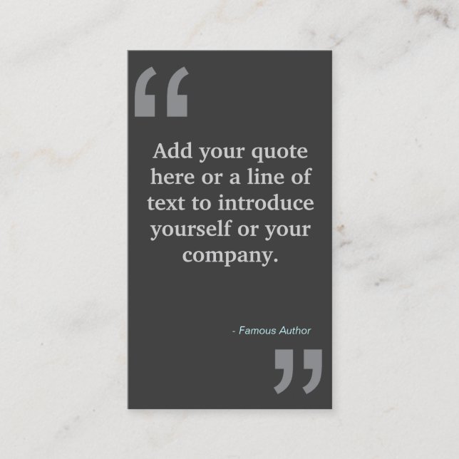 QUOTES in GRAY Designer Business Card (Front)