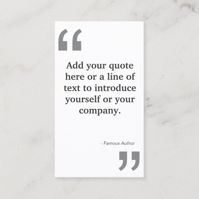 QUOTES in GRAY on White Business Card (Front)