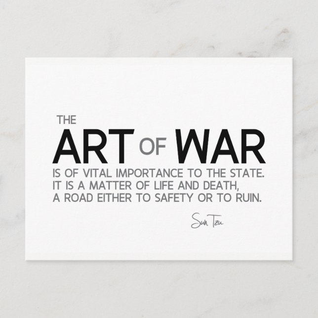 QUOTES: Sun Tzu: Art of war, life and death Postcard (Front)