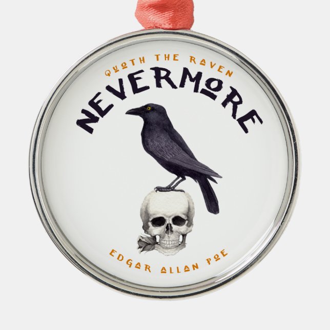 Quoth the Raven Nevermore - Edgar Allan Poe Metal Tree Decoration (Front)