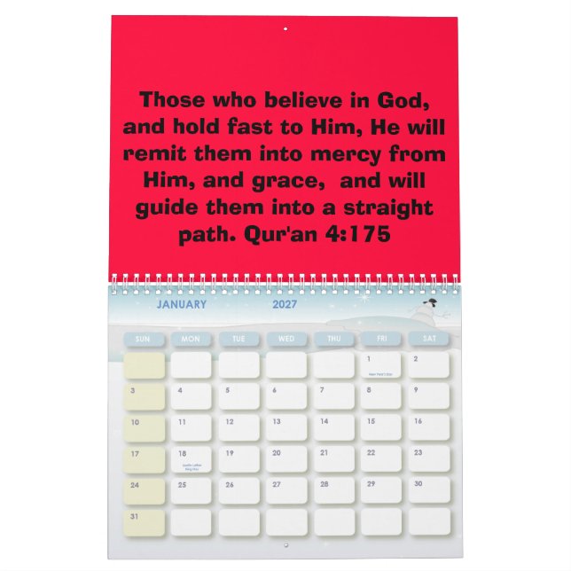 Qur'an quotes Calendar (Jan 2027)
