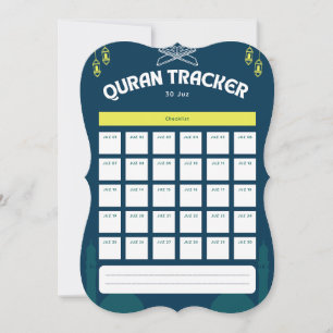 Quran Tracker All 30 JUZ  Card