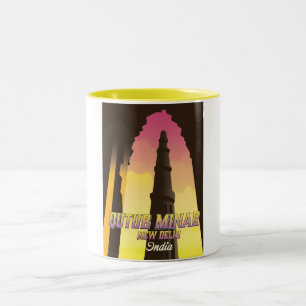 Qutub Minar  New Delhi India travel poster Two-Tone Coffee Mug