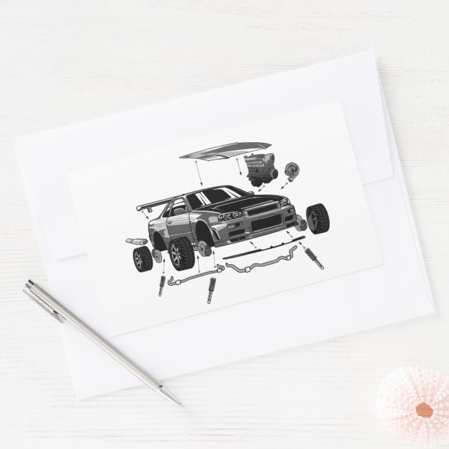 R34 SKYLINE ASSEMBLY RECTANGULAR STICKER (Envelope)