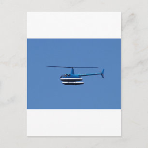 R44 helicopter with floats postcard