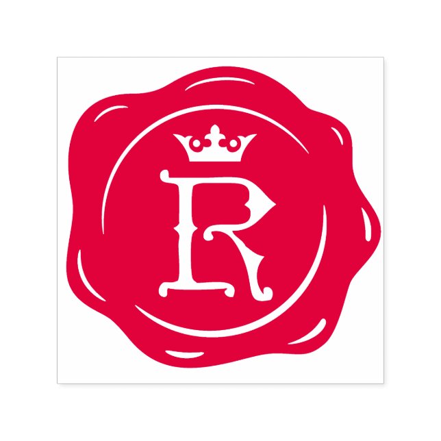 R - Antique Wax Seal Gothic Crown Initial Letter Self-inking Stamp (Design)