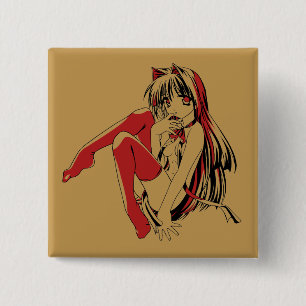 R & B Manga, Neko Catgirl Furry Loli Anime 15 Cm Square Badge