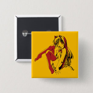 R & B Manga, Neko Catgirl Furry Loli Anime 15 Cm Square Badge