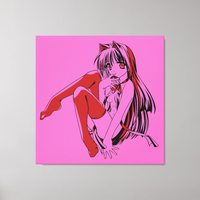 R & B Manga, Neko Catgirl Furry Loli Anime Canvas Print (Front)