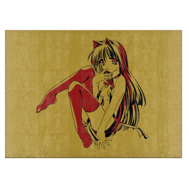 R & B Manga, Neko Catgirl Furry Loli Anime Cutting Board (Front)