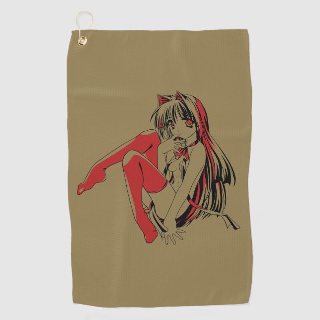 R & B Manga, Neko Catgirl Furry Loli Anime Golf Towel (Front)
