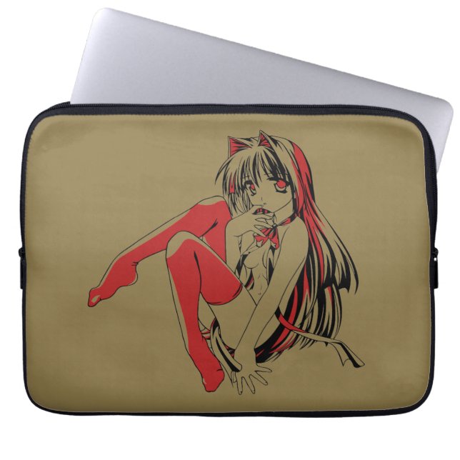 R & B Manga, Neko Catgirl Furry Loli Anime Laptop Sleeve (Front)
