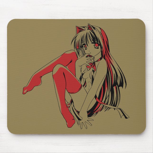 R & B Manga, Neko Catgirl Furry Loli Anime Mouse Pad (Front)