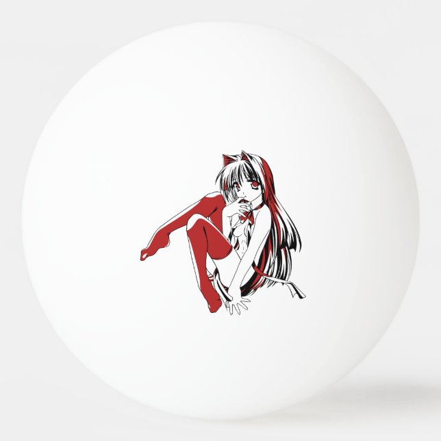 R & B Manga, Neko Catgirl Furry Loli Anime Ping Pong Ball (Front)