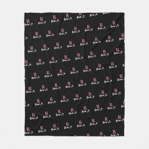 R /custom/ Pink Monogram stamped allover Black Fleece Blanket