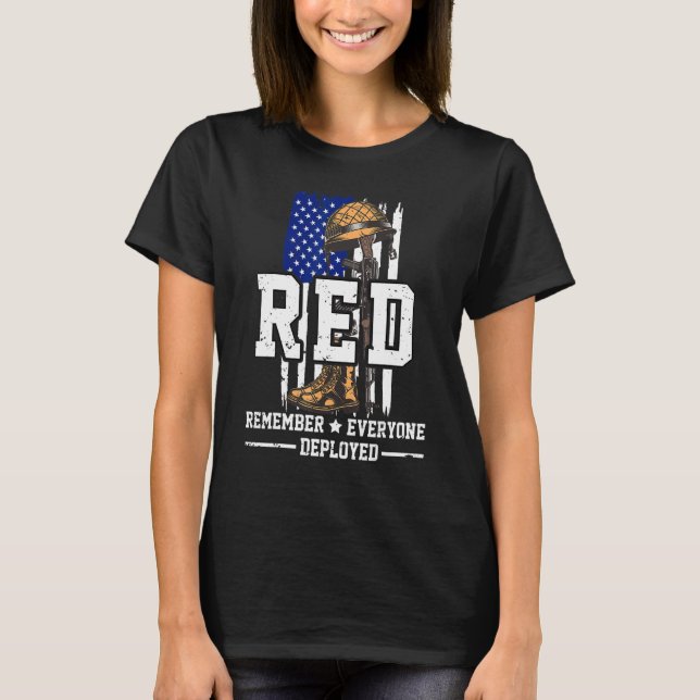 R E D  Remember Everyone Deployed Support Soldier T-Shirt (Front)