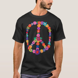 r Floral 60s 70s Hippie Costume Colourful Flowers T-Shirt