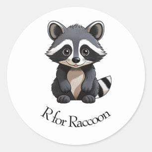R for Racoon Classic Round Sticker