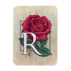 R for Roses Flower Monogram Magnet