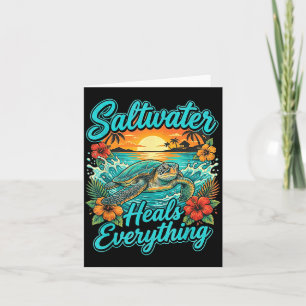 R Heals Everything Vintage Sea Turtle Summer-Beach Card