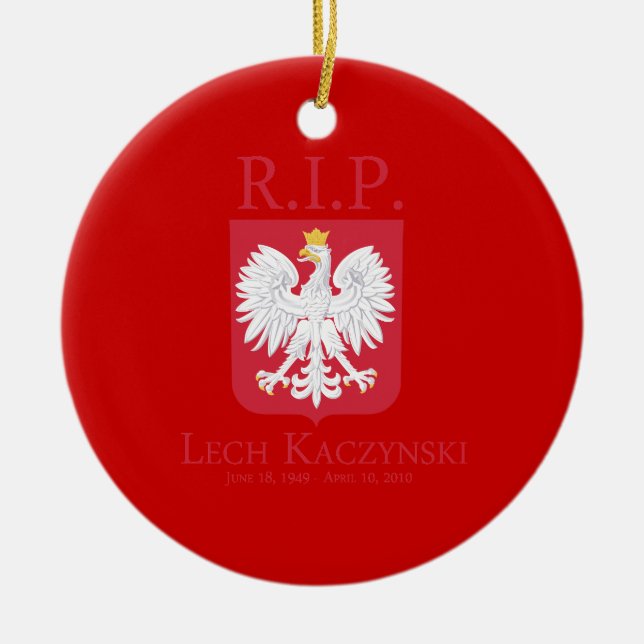 R.I.P. Lech Kaczynski Ceramic Tree Decoration (Front)