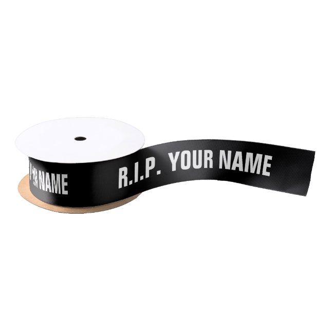 R.I.P. Rest In Peace custom black satin ribbon (Spool)
