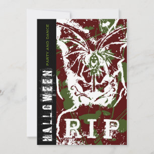 R.I.P Scary Death With Wings Goth Halloween Party Invitation