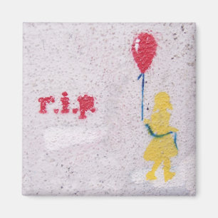 r.i.p. stencil : girl with the red balloon magnet