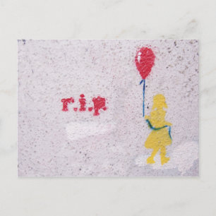 r.i.p. stencil : girl with the red balloon postcard