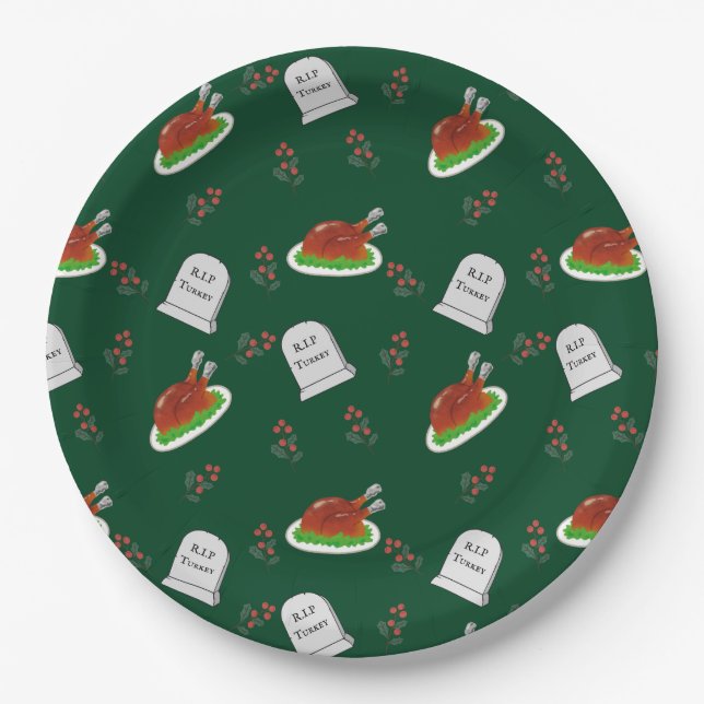 R.I.P Turkey Christmas Party Plates - style 2 (Front)