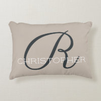 R Initial Personalised Name Tan Taupe Neutral