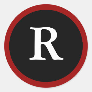 R : Initial R Letter R  Red, White & Black Sticker