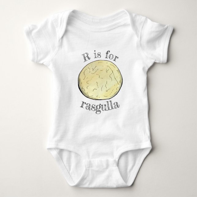 R IS FOR Rasgulla Indian Mithai Sweet Dumpling Baby Bodysuit (Front)