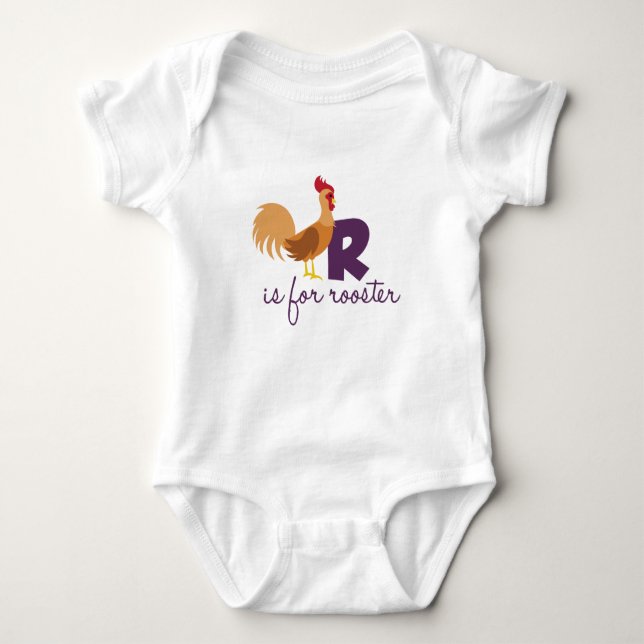 R Is For Rooster Baby Bodysuit (Front)
