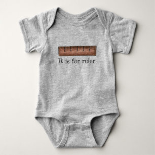 R is for Ruler Mathematics Math Class School ABCs Baby Bodysuit
