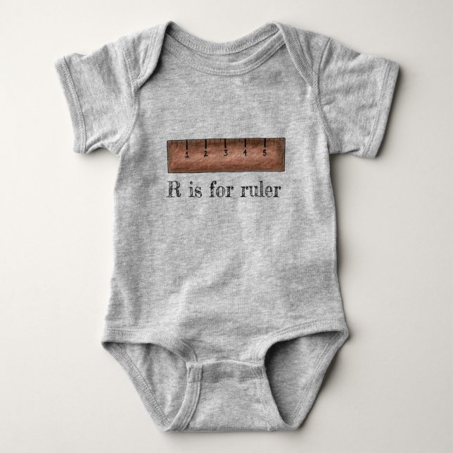R is for Ruler Mathematics Math Class School ABCs Baby Bodysuit (Front)