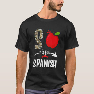 R Is For Spanish Team Alphabet Leopard Spanish Tea T-Shirt