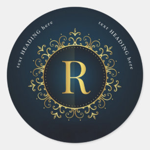 R - Letter Monogram Round Sticker