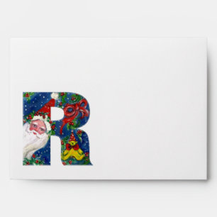 R LETTER / SANTA CLAUS WITH RED RIBBON MONOGRAM ENVELOPE