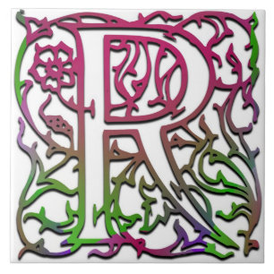R Monogram "Besque Garden" Ceramic Tile