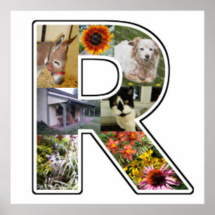 R Monogram Create Your Own 8 Custom Photo Collage Poster