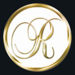 R Monogram Faux Gold Envelope Or Favour Seal<br><div class="desc">R Monogram Faux Gold Envelope Or Favour Seal. These classic round stickers are printed with non metallic ink on a flat sticker to look like gold. They are not beveled or embossed monograms but are designed to look like they are beveled or embossed monograms. These gold monogram seals are printed...</div>