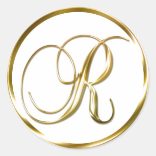 R Monogram Faux Gold Envelope Or Favour Seal
