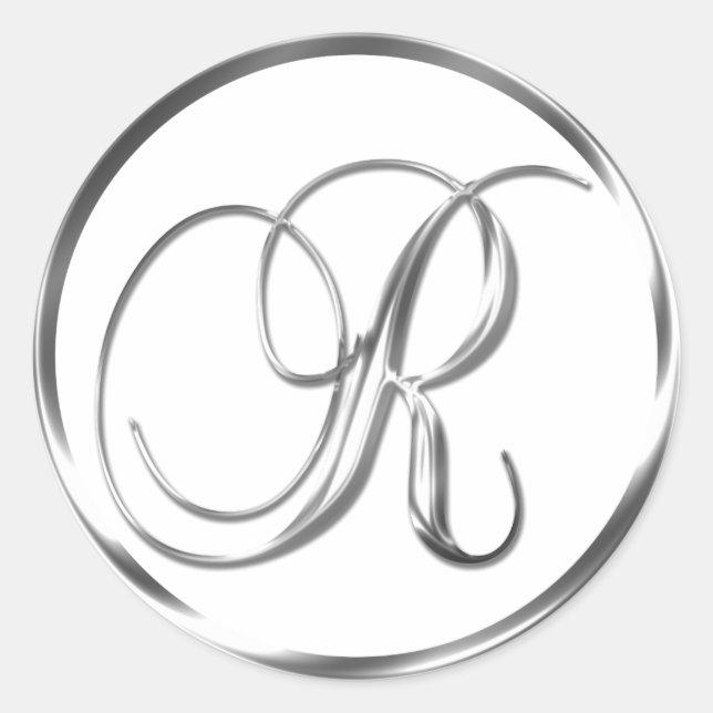 R Monogram Faux Silver Envelope Or Favour Seal (Front)