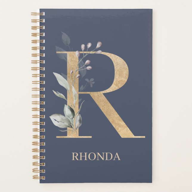 R Monogram Floral Personalised Planner (Front)