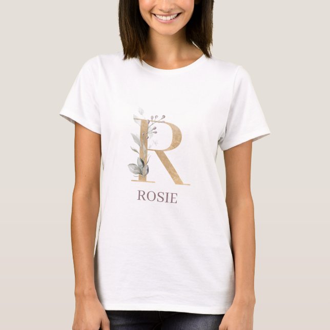 R Monogram Floral Personalised T-Shirt (Front)