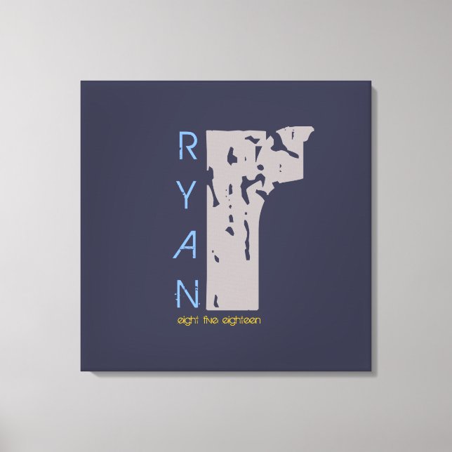 R Monogram Initial Bar Bat Mitzvah Sign-In Board Canvas Print (Front)