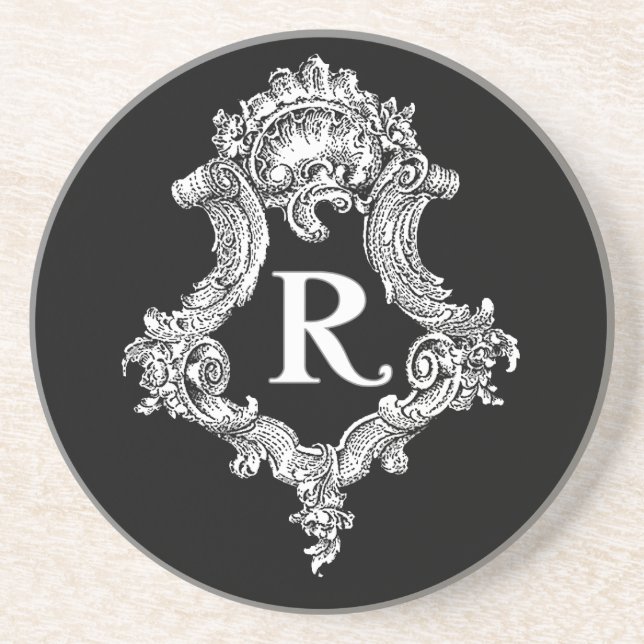 R Monogram Initial Coaster (Front)