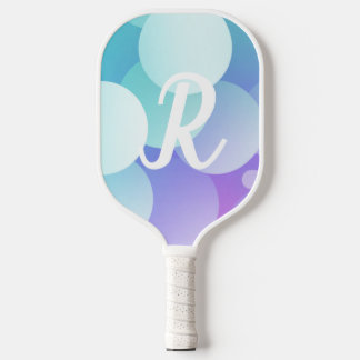 R Name Pickleball Paddle Purple Blue Bubble Modern