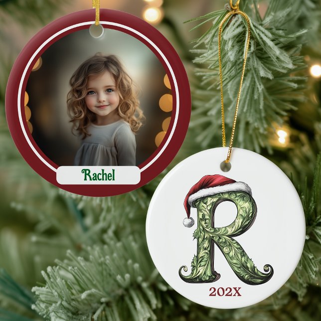 R Personalised Monogram Christmas Ornament (Creator Uploaded)